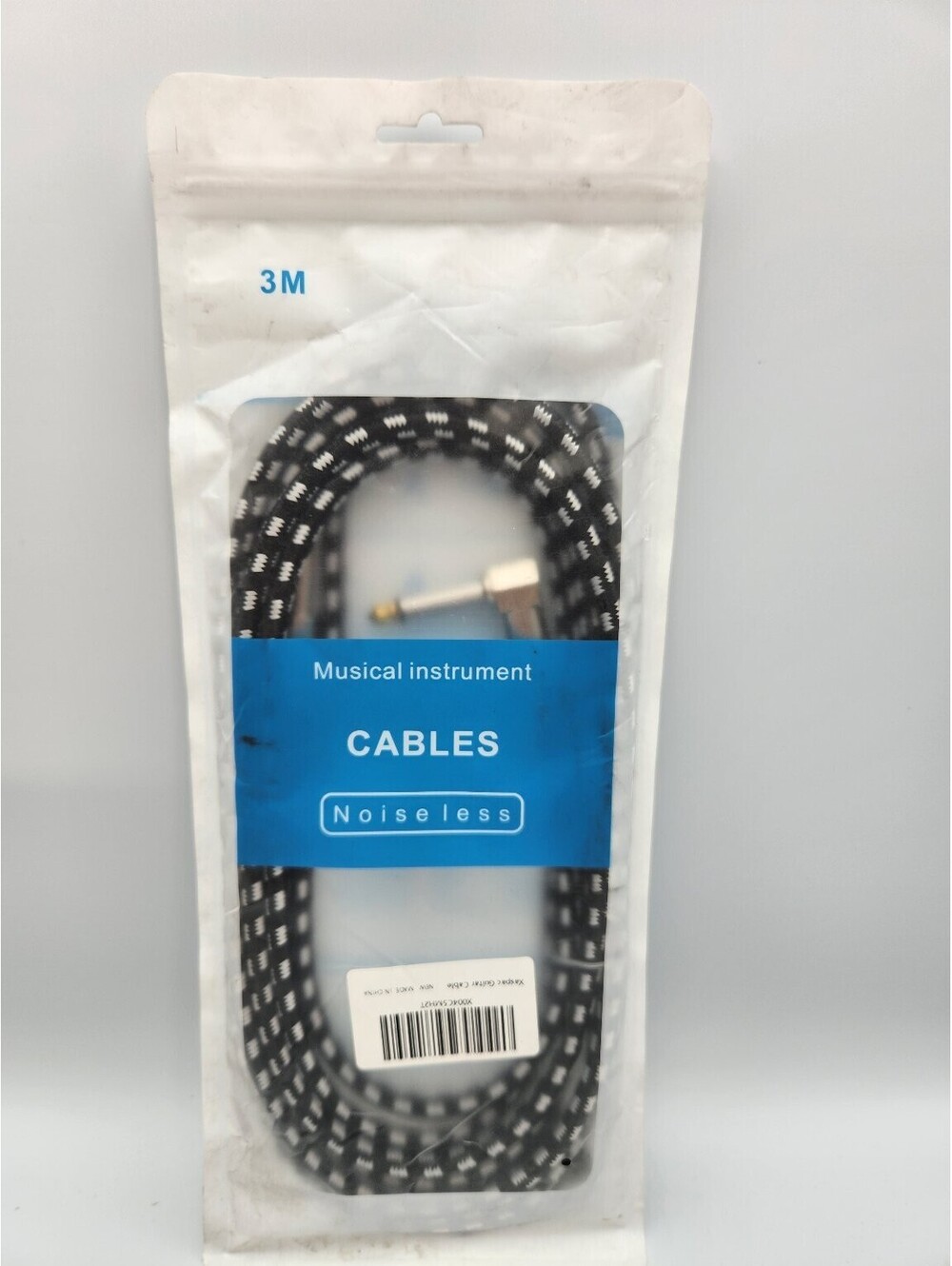 Xaspac 3M Noiseless Guitar Instrument Cable 1/4" Straight to Right Angle Jack C4